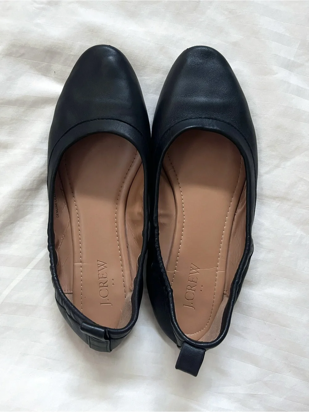 J. Crew | Lizzie Leather Round Toe Ballet Flats | Black, Size 6.5